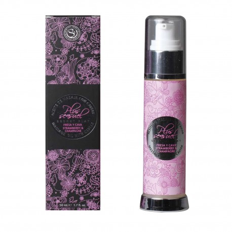 ACEITE MASAJE FRESA Y CAVA PLUS SENSUEL, 50 ml.