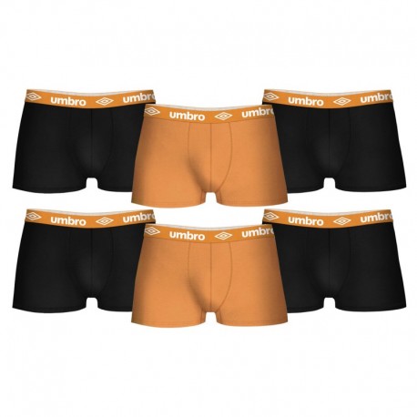 Pack 6 calzoncillos UMBRO en negro y naranja para hombre