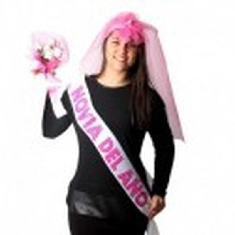 SET 3 PZS VELO  FUCSIA, BANDA NOVIA DEL AÑO Y RAMO