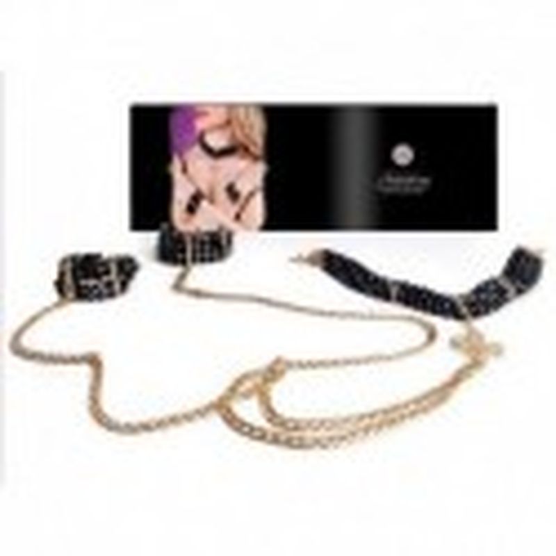 ROMANTIC NECKLACE AND HANDCUFFS: COLLAR Y ESPOSAS PERLAS NEGRAS