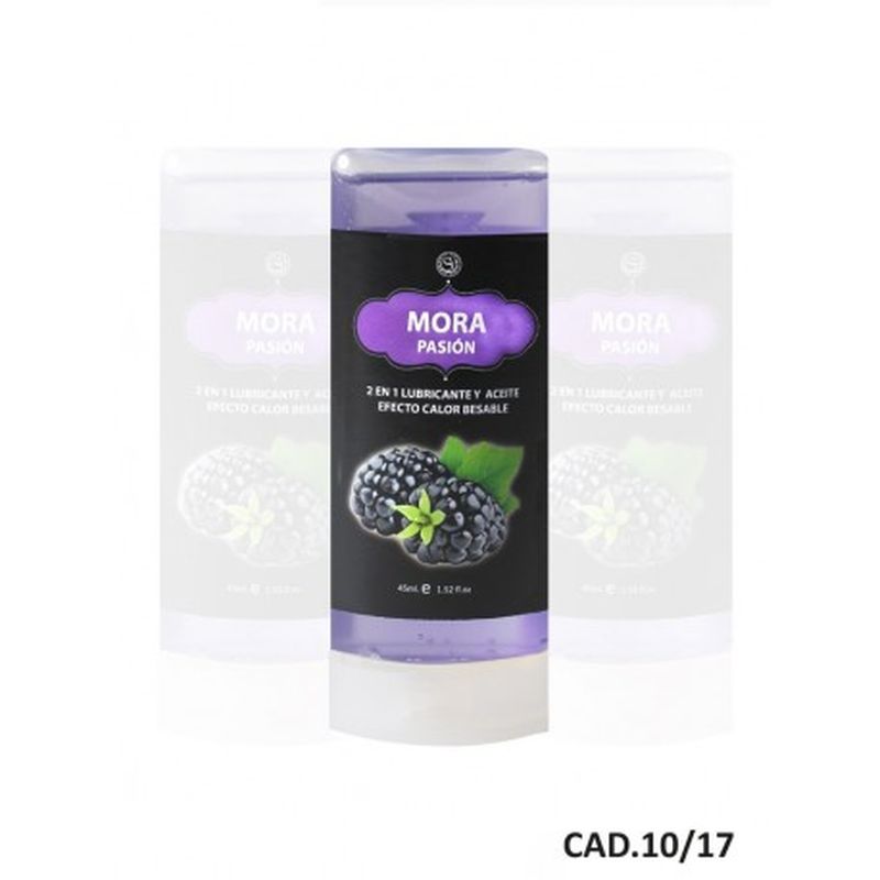 LUBRICANTE Y ACEITE 2 en 1 EFECTO CALOR MORA, 45 ml.