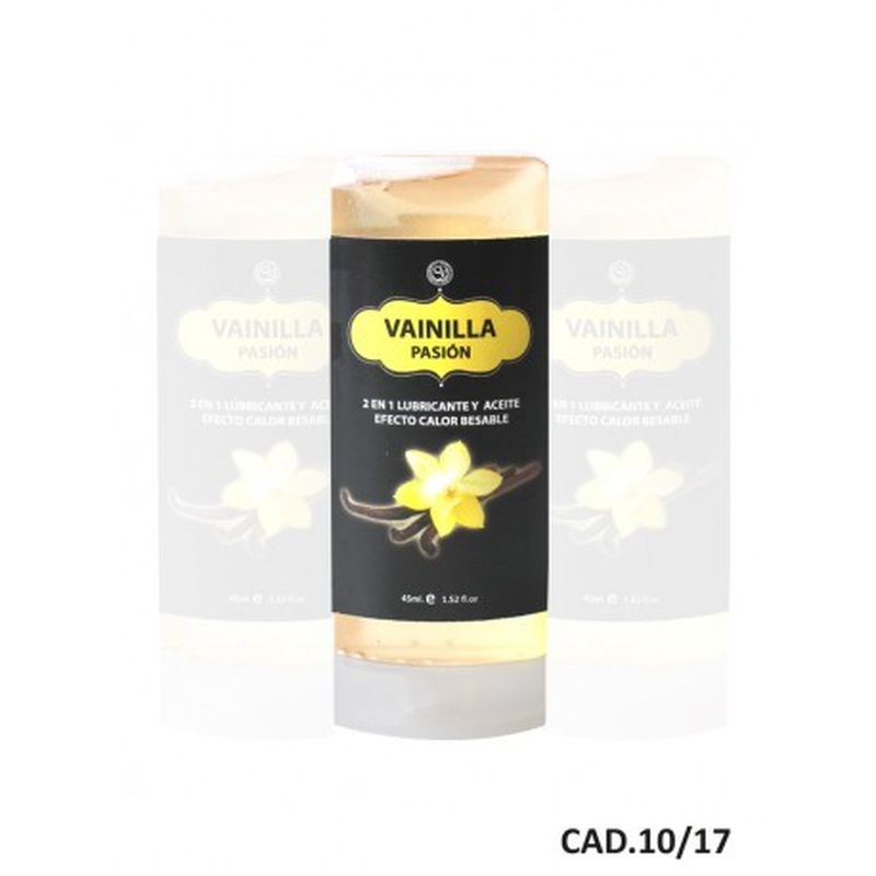 LUBRICANTE Y ACEITE 2 en 1 EFECTO CALOR VAINILLA, 45 ml.