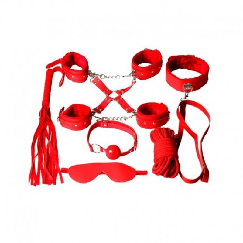 SET 8 PIEZAS CUERO ROJO